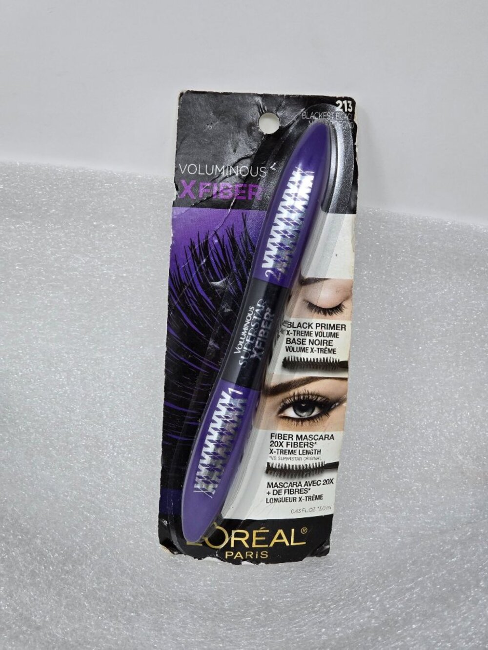 L'Oreal Voluminous X Fiber Mascara Blackest Black 213 Dual-Ended Primer HTF